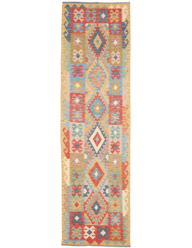 Tappeto Kilim Afghanistan 80x295 Giallo Ocra Bl