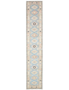 Rug Kazak Afghanistan 65x362 Sky Blue Cream