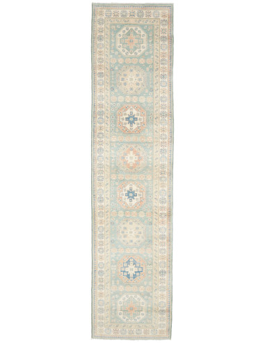 Rug Kazak Afghanistan 83x354 Soft Teal Cream