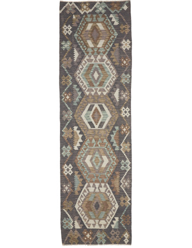 Rug Kilim Afghanistan 63x197 Dark Grey Brown