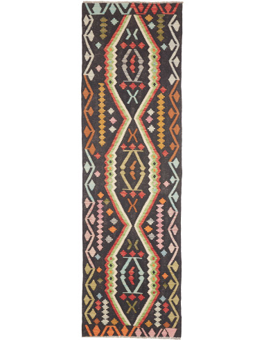 Rug Kilim Afghanistan 84x294 Charcoal Grey Cora