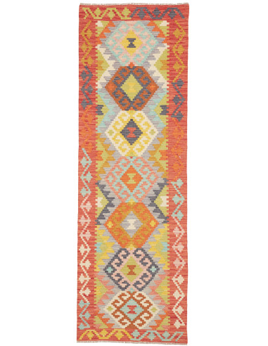 Tappeto Kilim Afghanistan 78x243 Rosso Corallo