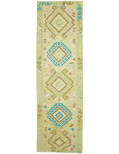 Tappeto Kilim Afghanistan 87x294 Verde Chiaro B