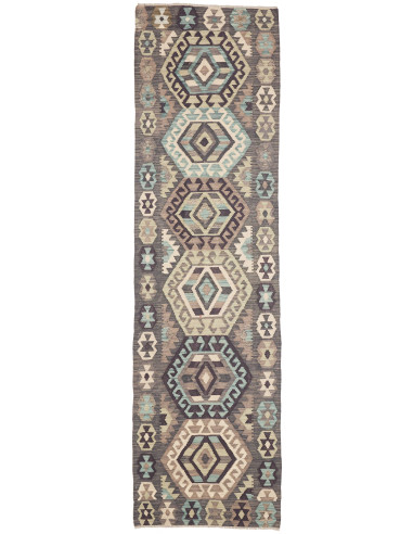 Tappeto Kilim Afghanistan 81x298 Grigio Antraci