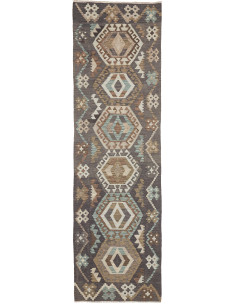 Rug Kilim Afghanistan 82x288 Charcoal Grey Beig