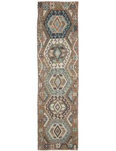 Rug Kilim Afghanistan 81x297 Earthy Brown Turqu