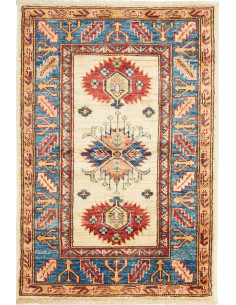 Rug Kazak Fine Pakistan 62x89 Cream Blue Red Oc