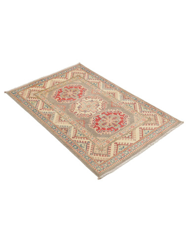 Rug Kazak Afghanistan 81x126 Grey Red Cream Blu
