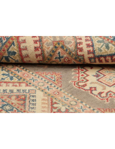 Rug Kazak Afghanistan 81x126 Grey Red Cream Blu