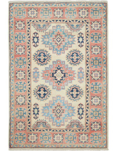Tappeto Kazak Afghanistan 87x131 Crema Azzurro