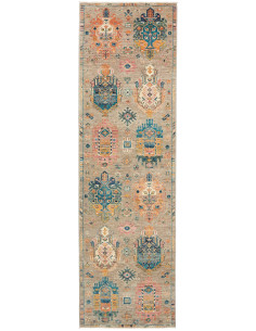 Tappeto Tribal Pakistan 80x278 Grigio Sabbia Ar
