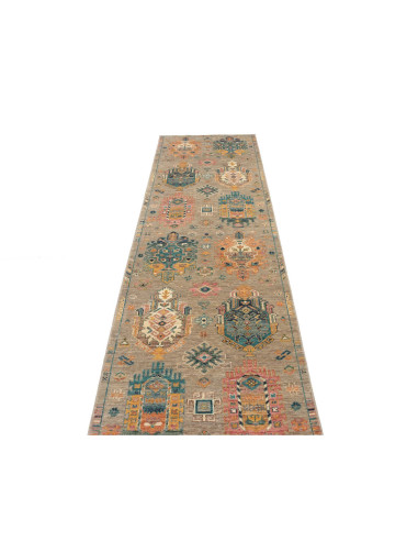 Tappeto Tribal Pakistan 80x278 Grigio Sabbia Ar