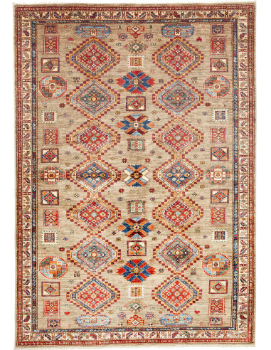 Rug Kazak Fine Pakistan 178x262 Beige Red Blue