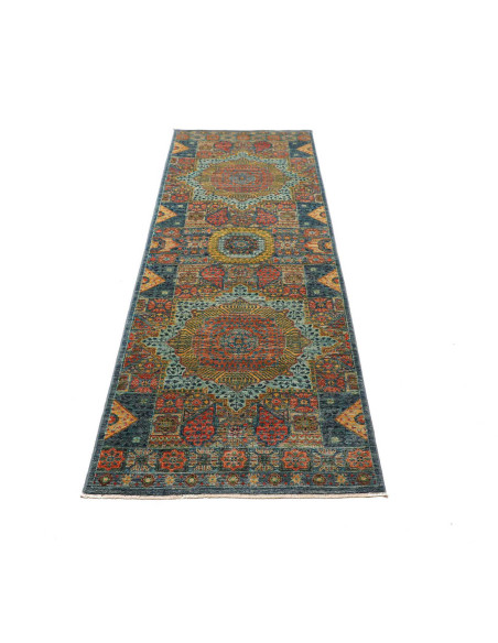 Tappeto Mamlouk Pakistan 82x255 Blu Petrolio Te