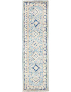 Rug Kazak Afghanistan 84x302 Light Blue Cream D