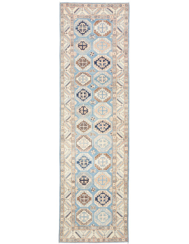 Rug Kazak Afghanistan 81x289 Sky Blue Dark Blue