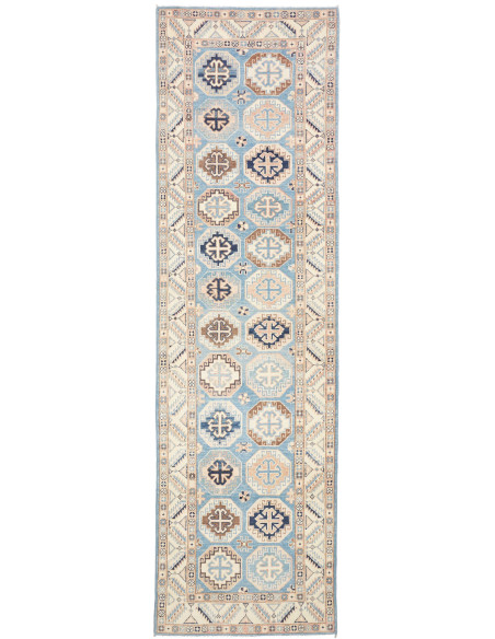 Tappeto Kazak Afghanistan 81x289 Azzurro Celest