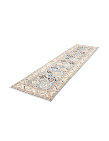 Rug Kazak Afghanistan 81x289 Sky Blue Dark Blue
