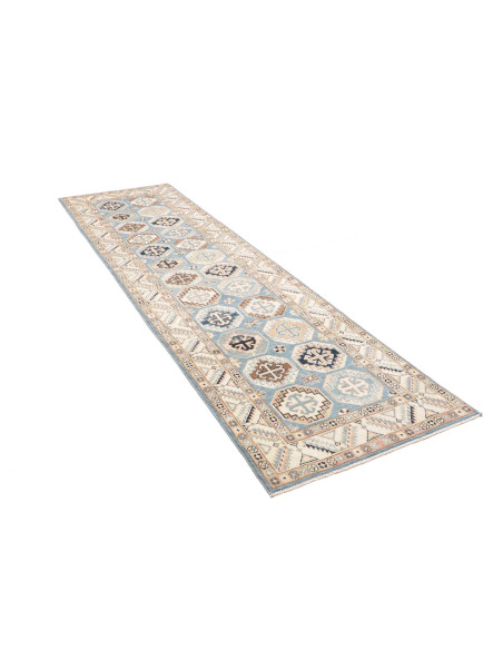 Tappeto Kazak Afghanistan 81x289 Azzurro Celest
