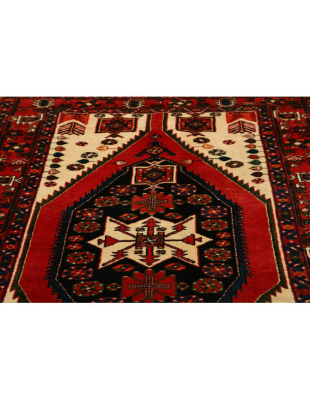 136x203 Cm Caucasico, Medaglione Geometrico, Lana Su