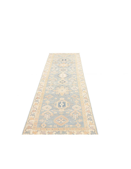 Rug Kazak Afghanistan 86x301 Sky Blue Cream Bei