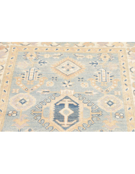 Rug Kazak Afghanistan 86x301 Sky Blue Cream Bei