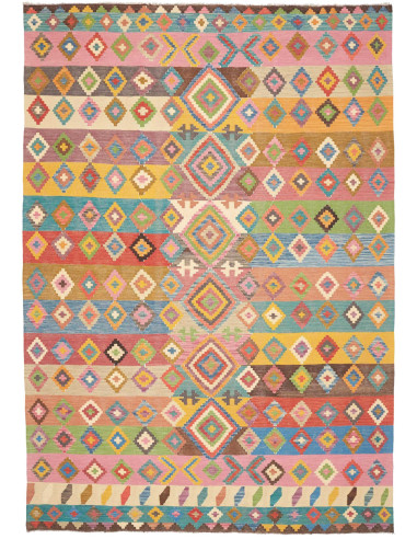 Rug Kilim Afghanistan 204x296 Multicolor Pink B