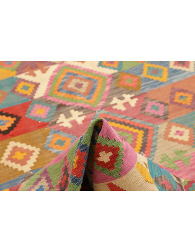 Rug Kilim Afghanistan 204x296 Multicolor Pink B
