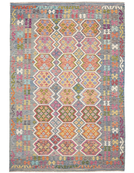 Tappeto Kilim Afghanistan 204x301 Blu Grigio Ar