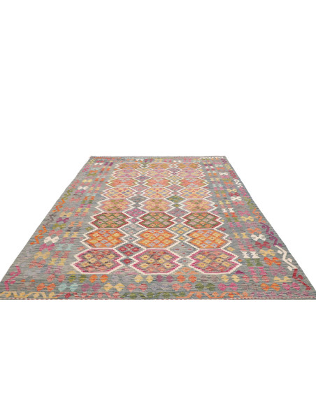 Tappeto Kilim Afghanistan 204x301 Blu Grigio Ar