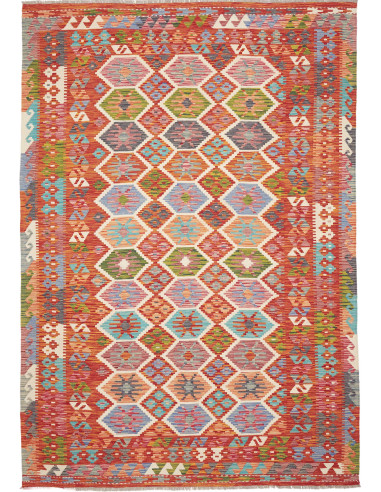 Rug Kilim Afghanistan 207x300 Red Orange Multic