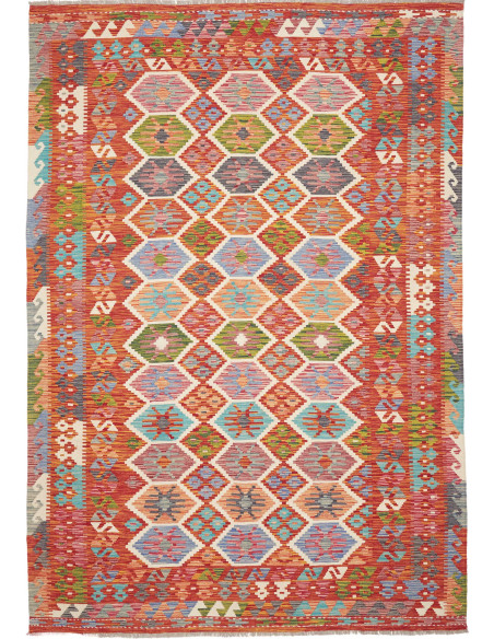 Rug Kilim Afghanistan 207x300 Red Orange Multic
