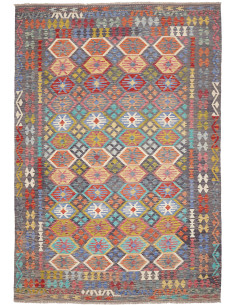 Tappeto Kilim Afghanistan 208x301 Grigio Scuro