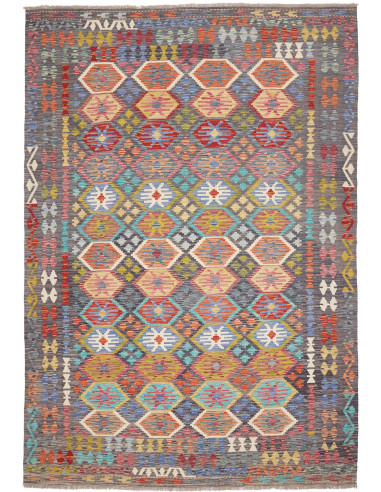 Rug Kilim Afghanistan 208x301 Dark Grey Orange