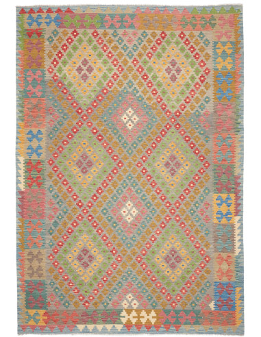 Tappeto Kilim Afghanistan 200x295 Grigio Azzurr