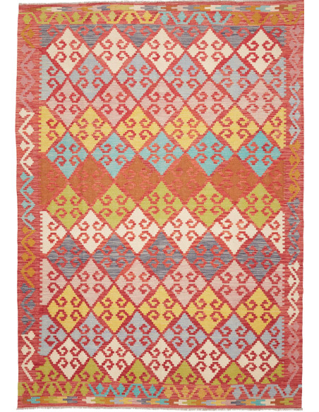 Tappeto Kilim Afghanistan 203x297 Rosso Terraco