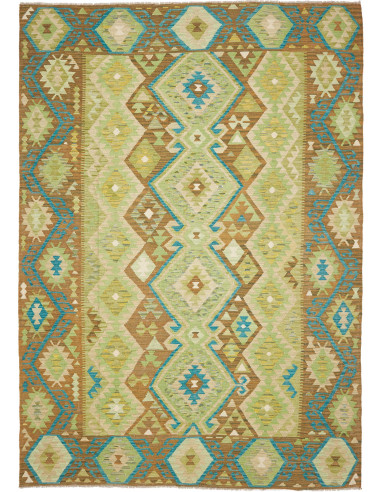 Rug Kilim Afghanistan 207x299 Green Brown Turqu