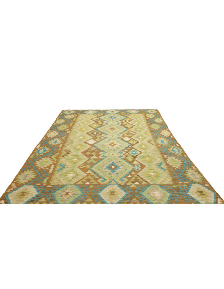 Rug Kilim Afghanistan 207x299 Green Brown Turqu