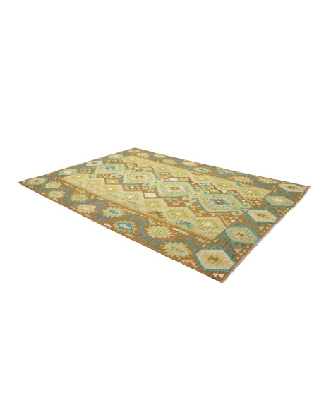 Rug Kilim Afghanistan 207x299 Green Brown Turqu