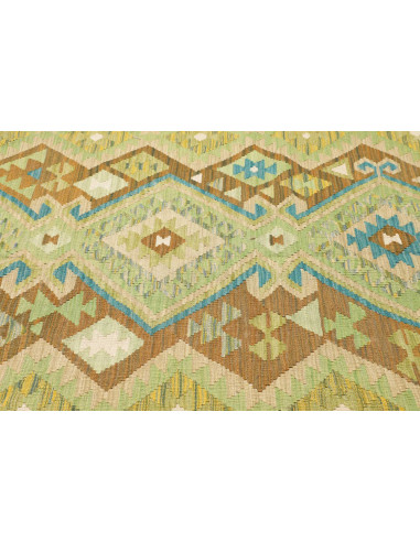 Tappeto Kilim Afghanistan 207x299 Verde Marrone