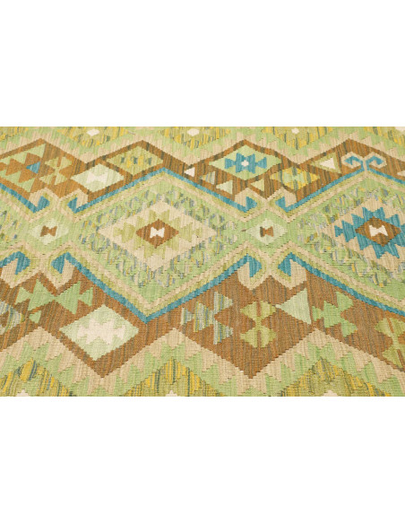 Tappeto Kilim Afghanistan 207x299 Verde Marrone