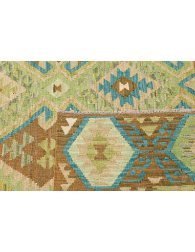 Tappeto Kilim Afghanistan 207x299 Verde Marrone