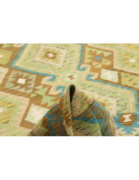Tappeto Kilim Afghanistan 207x299 Verde Marrone