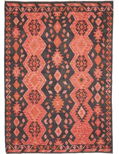 Rug Kilim Afghanistan 209x292 Charcoal Grey Cor