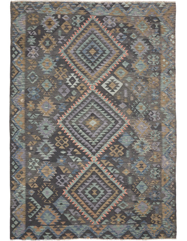 Tappeto Kilim Afghanistan 200x296 Grigio Carbon