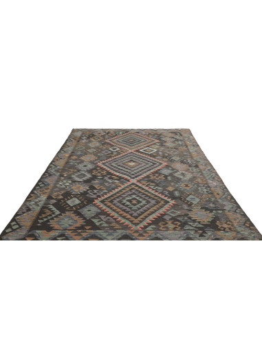 Tappeto Kilim Afghanistan 200x296 Grigio Carbon