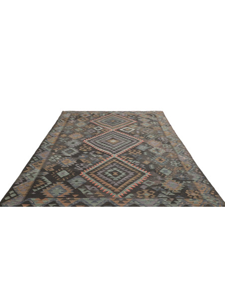 Rug Kilim Afghanistan 200x296 Charcoal Grey Pet