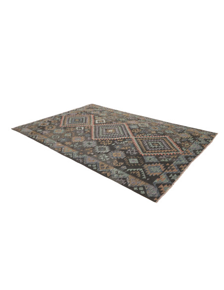 Tappeto Kilim Afghanistan 200x296 Grigio Carbon