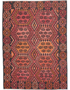 Tappeto Kilim Afghanistan 210x290 Nero Arancio