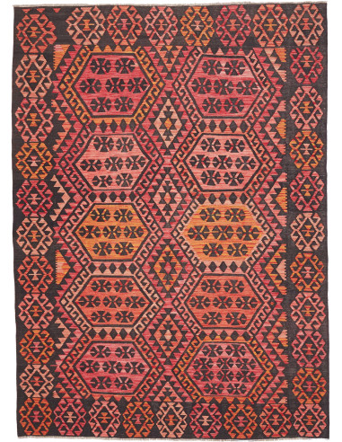 Tappeto Kilim Afghanistan 210x290 Nero Arancio